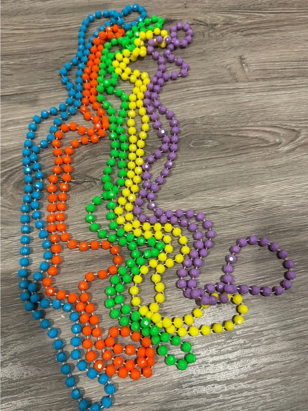 5 Colorful Party Bead Necklace Set - Rainbow Colors - Good Condition